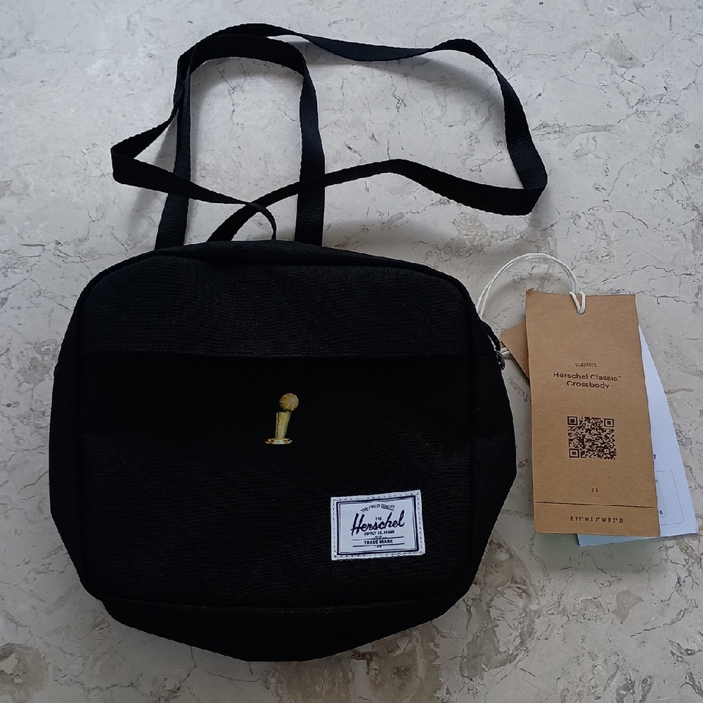 Herschel Classic Crossbody Bag - Black, NBA Championship Trophy Logo NWT